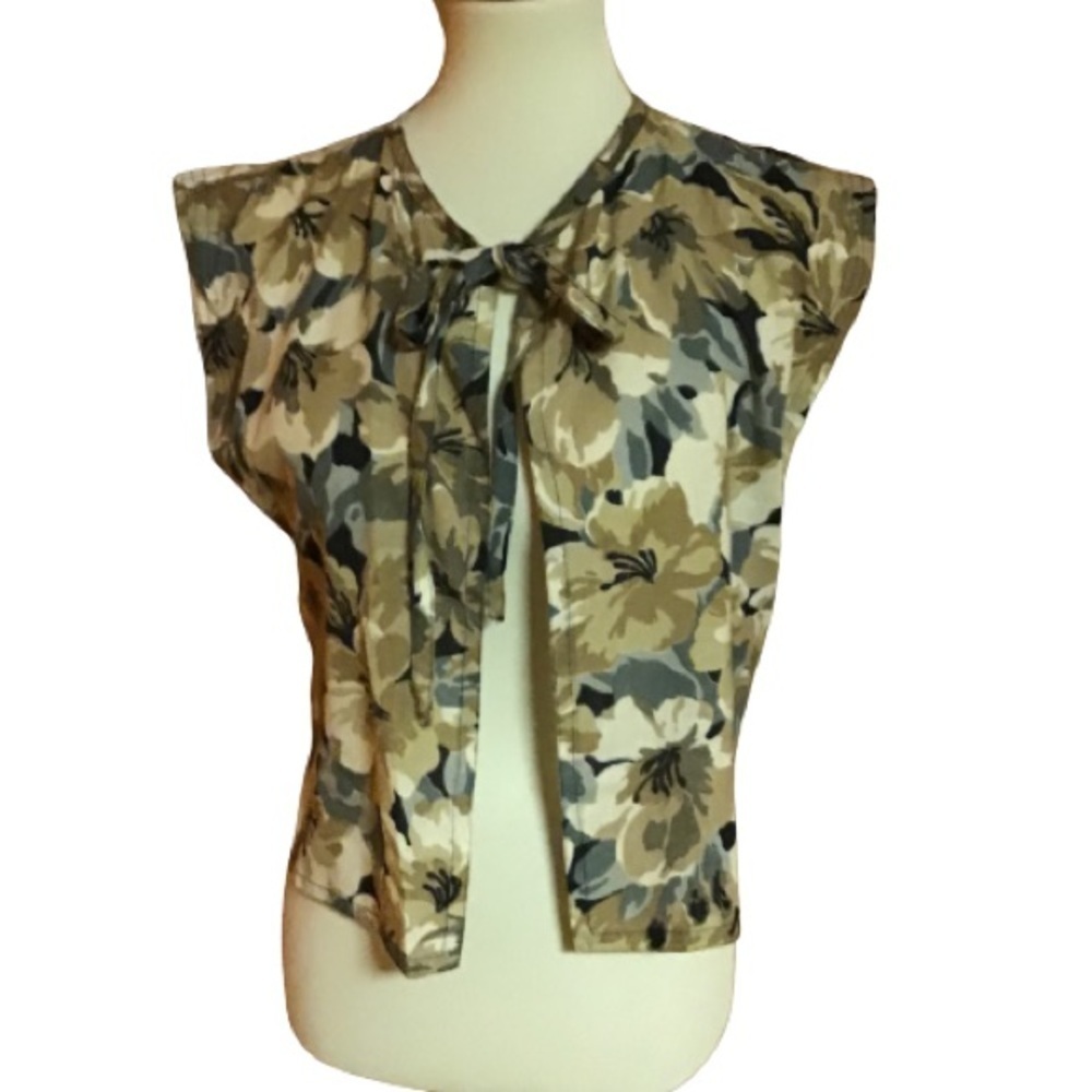 Vintage 70s earthy floral cover up vest